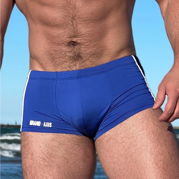Blue Grand Axis Square Cut swim trunks - Picture 2 of 4